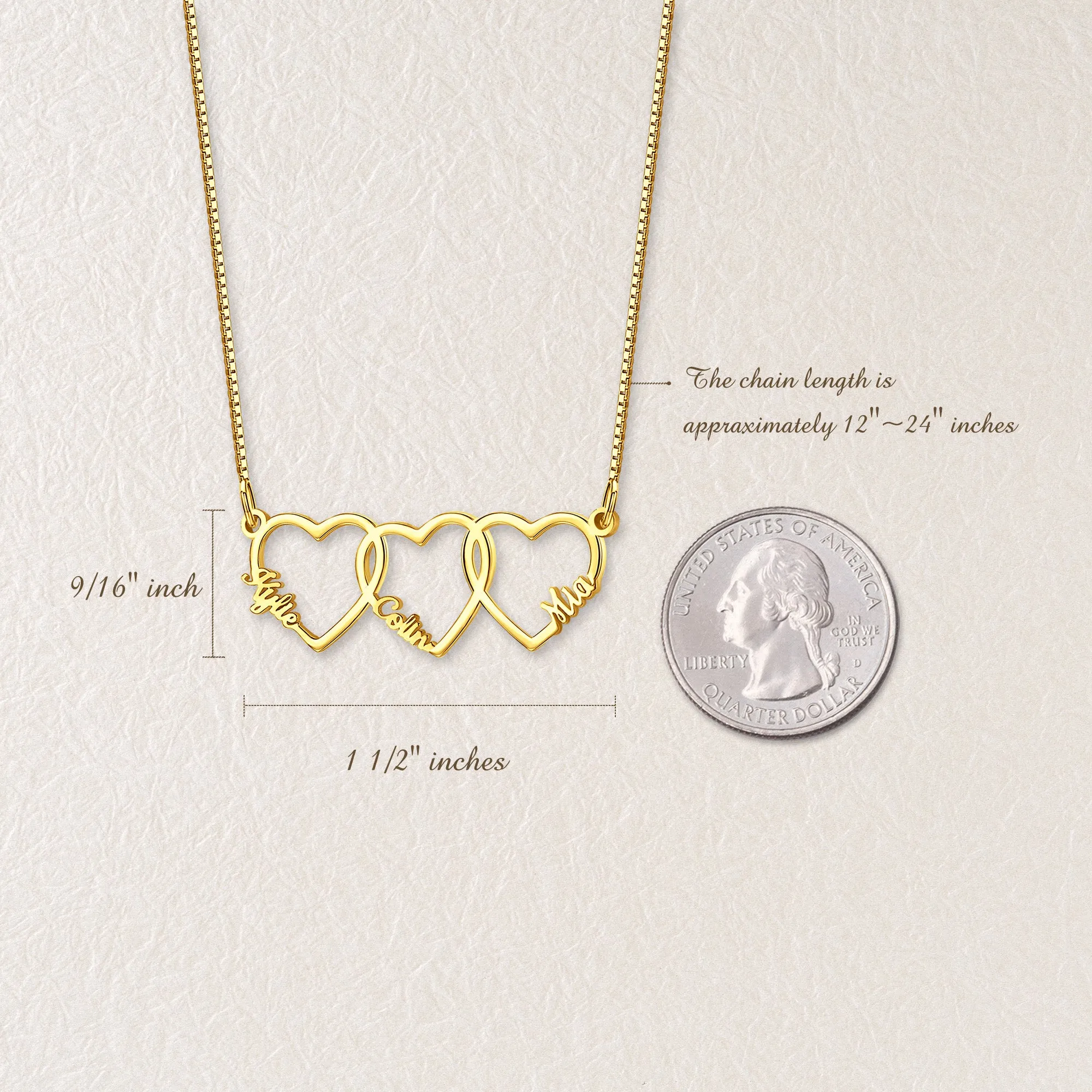 Custom Multi-Name Heart Necklaace sold by Anavia product image thumbnail 3