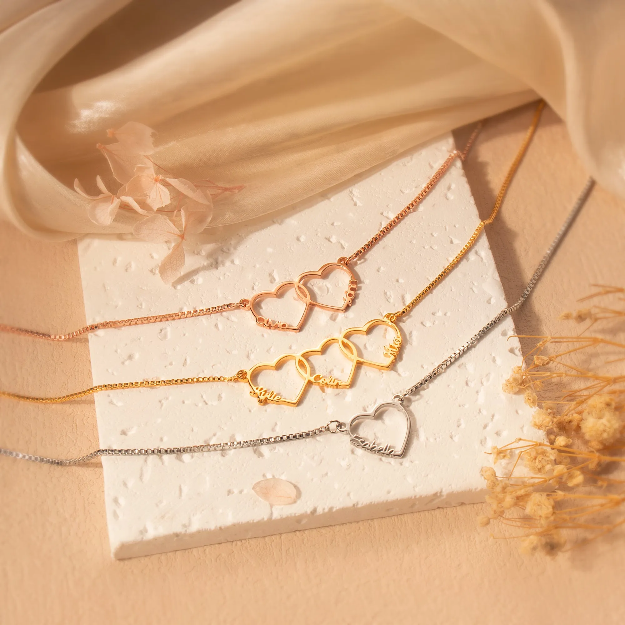 Custom Multi-Name Heart Necklaace sold by Anavia product image thumbnail 5