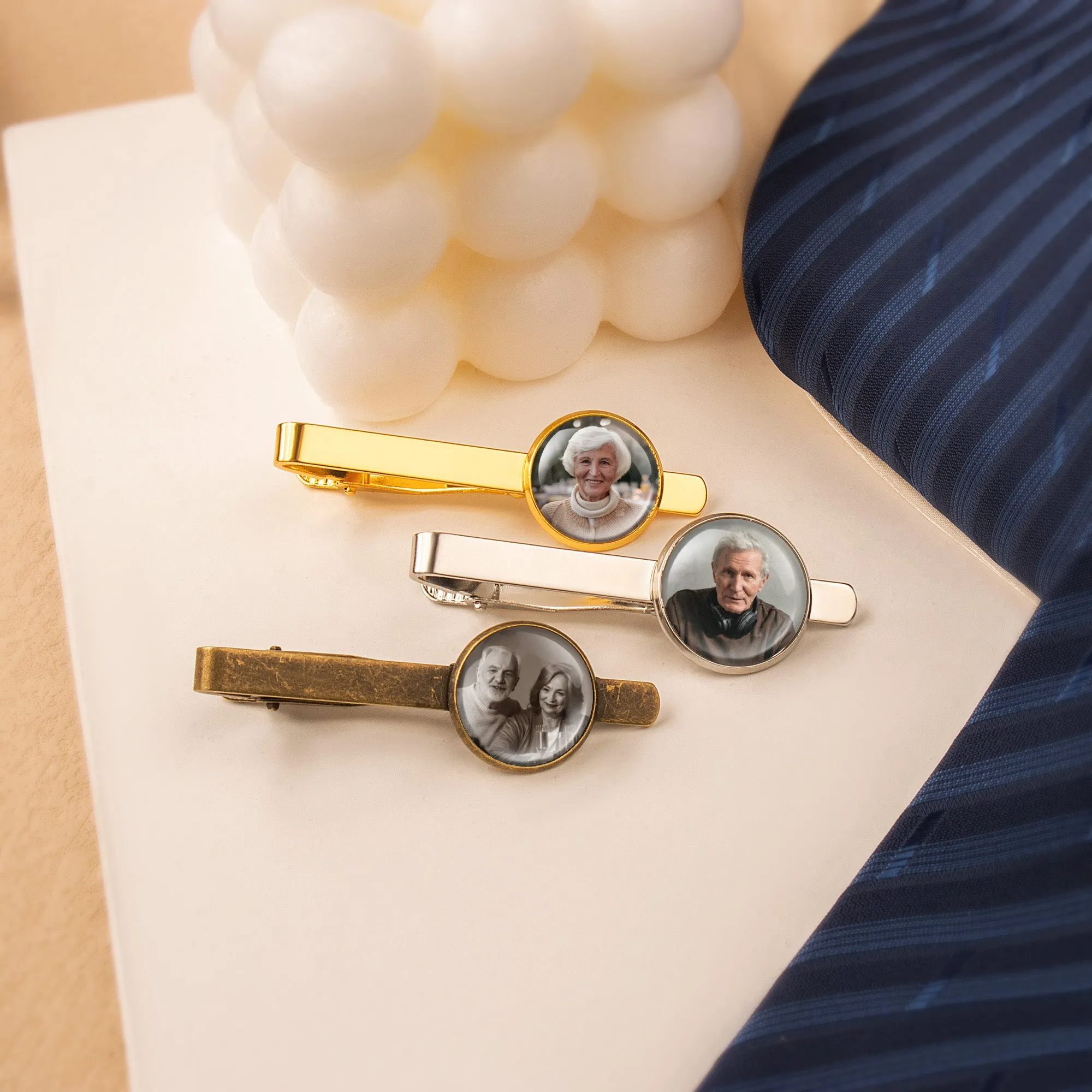 Round Memorial Tie Clip with Glass Dome Cab sold by Anavia product image thumbnail 5