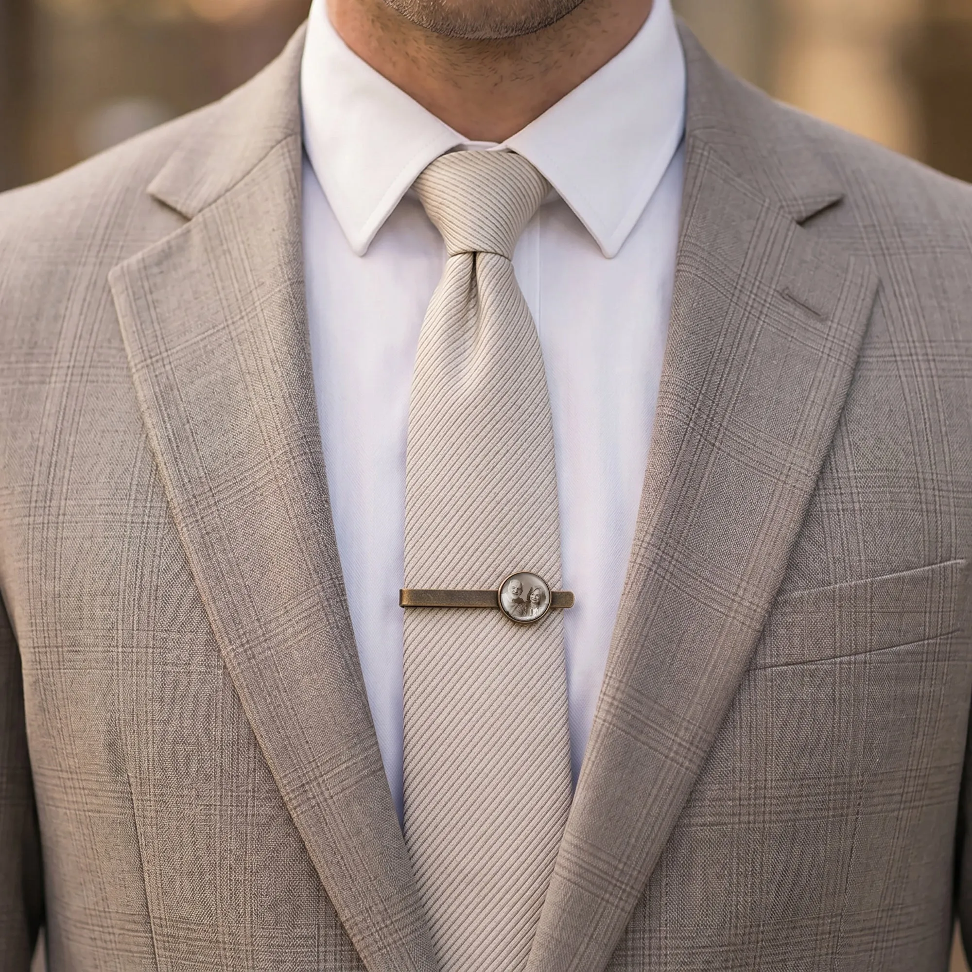 Round Memorial Tie Clip with Glass Dome Cab sold by Anavia product image thumbnail 2