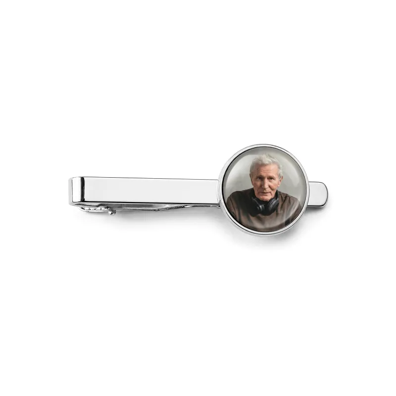 Round Tie Clip with Glass Dome Cab made by Anavia