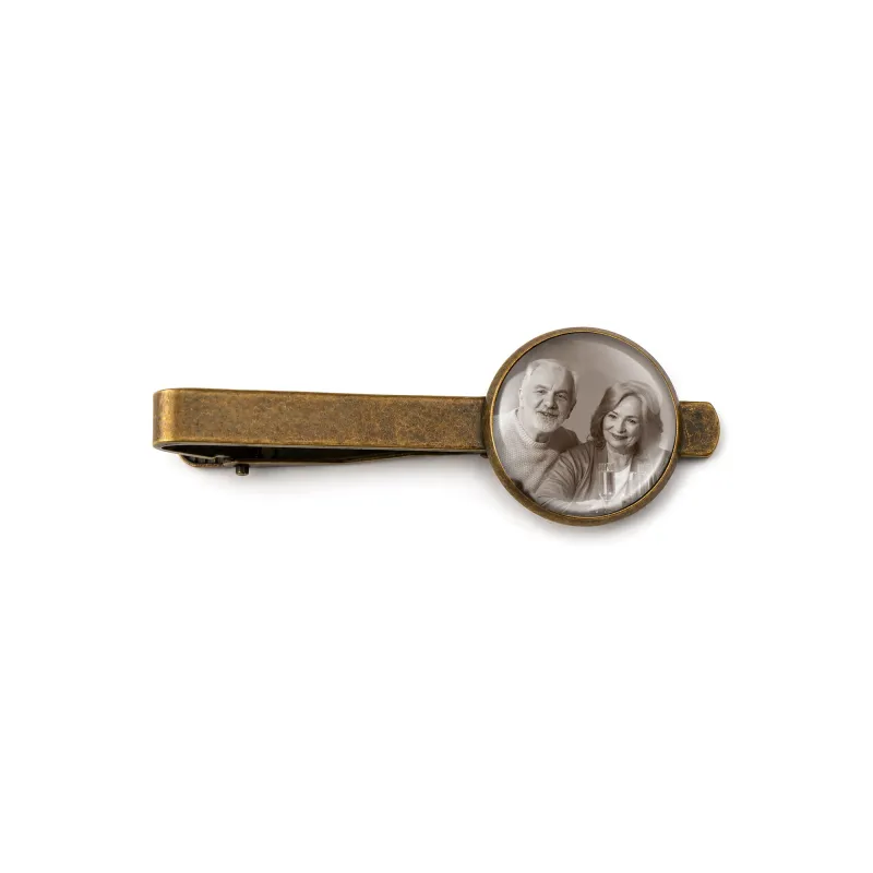 Round Wedding Tie Clip with Glass Dome Cab made by Anavia