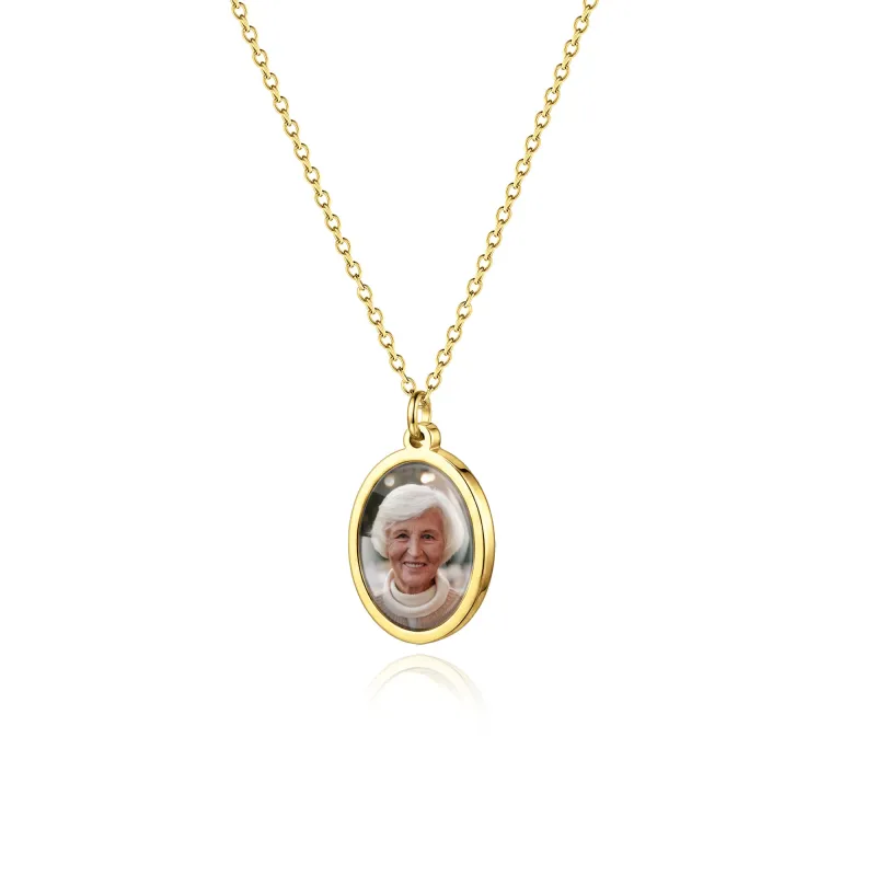 Oval Photo Necklace with Glass Dome Cab made by Anavia