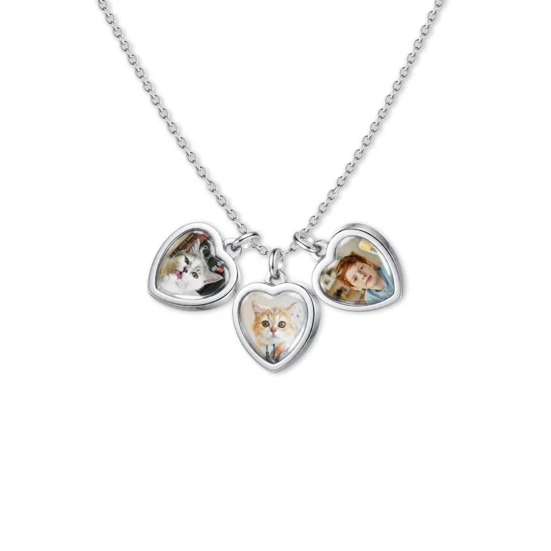 Heart Photo Necklace with Glass Dome Cab made by Anavia