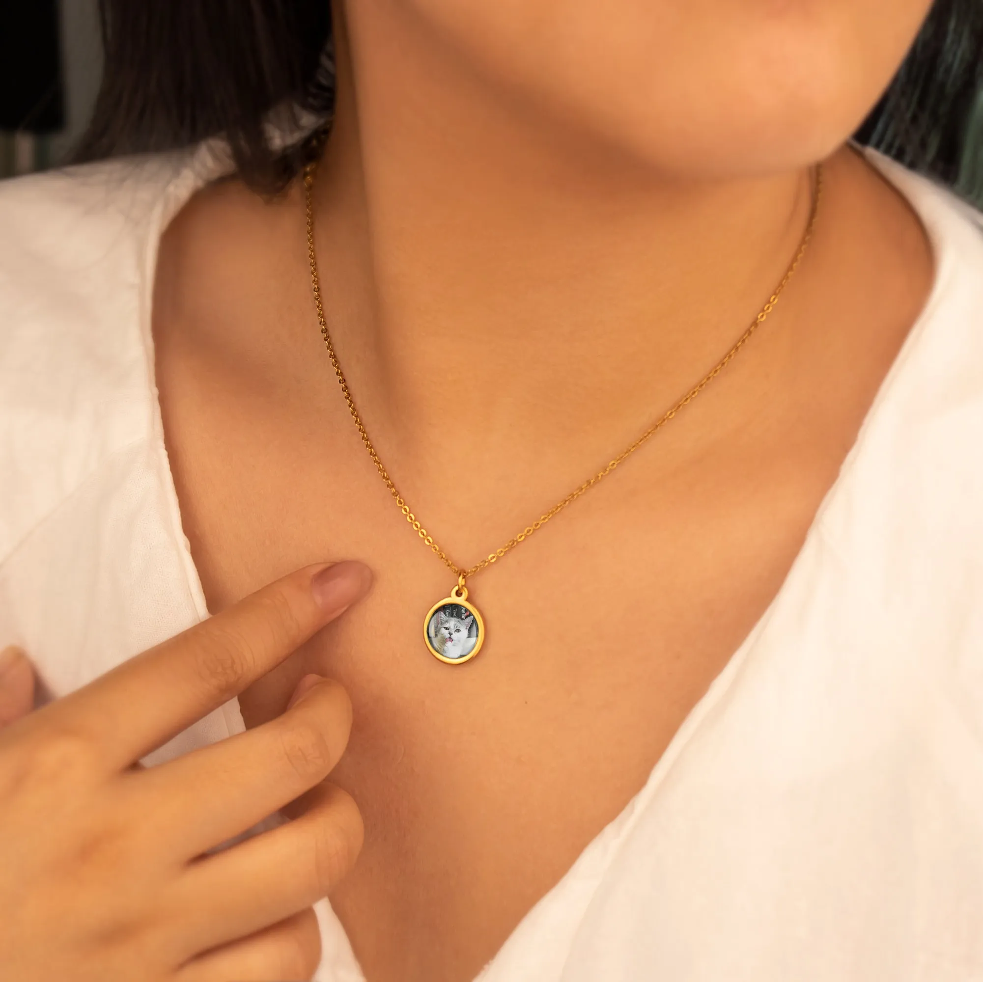 Round Pet Photo Necklace with Glass Dome Cab sold by Anavia product image thumbnail 2