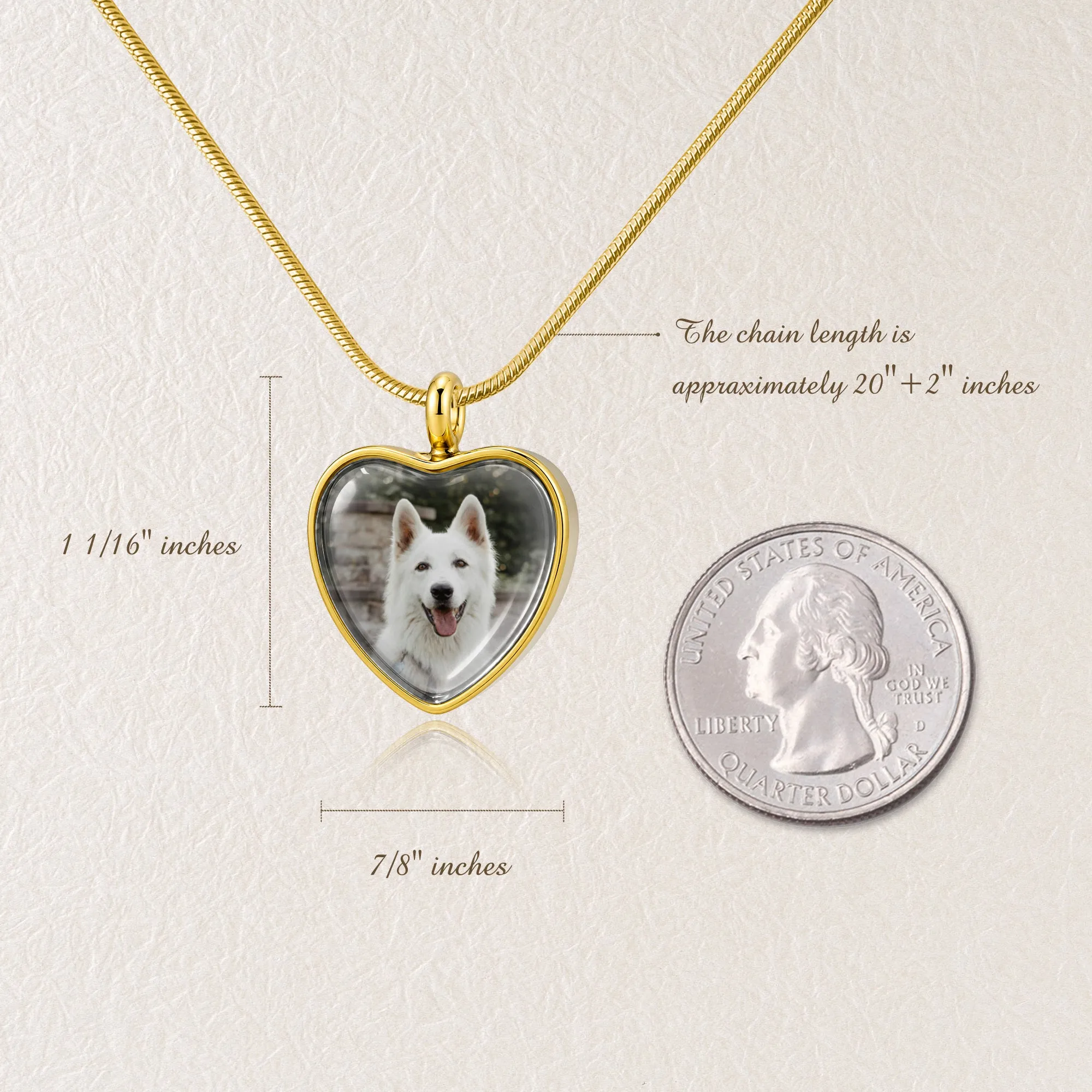Heart Pet Memorial Ashes Holder Necklace with Photo sold by Anavia product image thumbnail 4