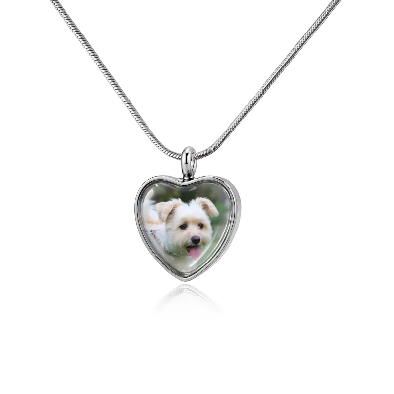 Heart Pet Memorial Ashes Holder Necklace with Photo made by Anavia