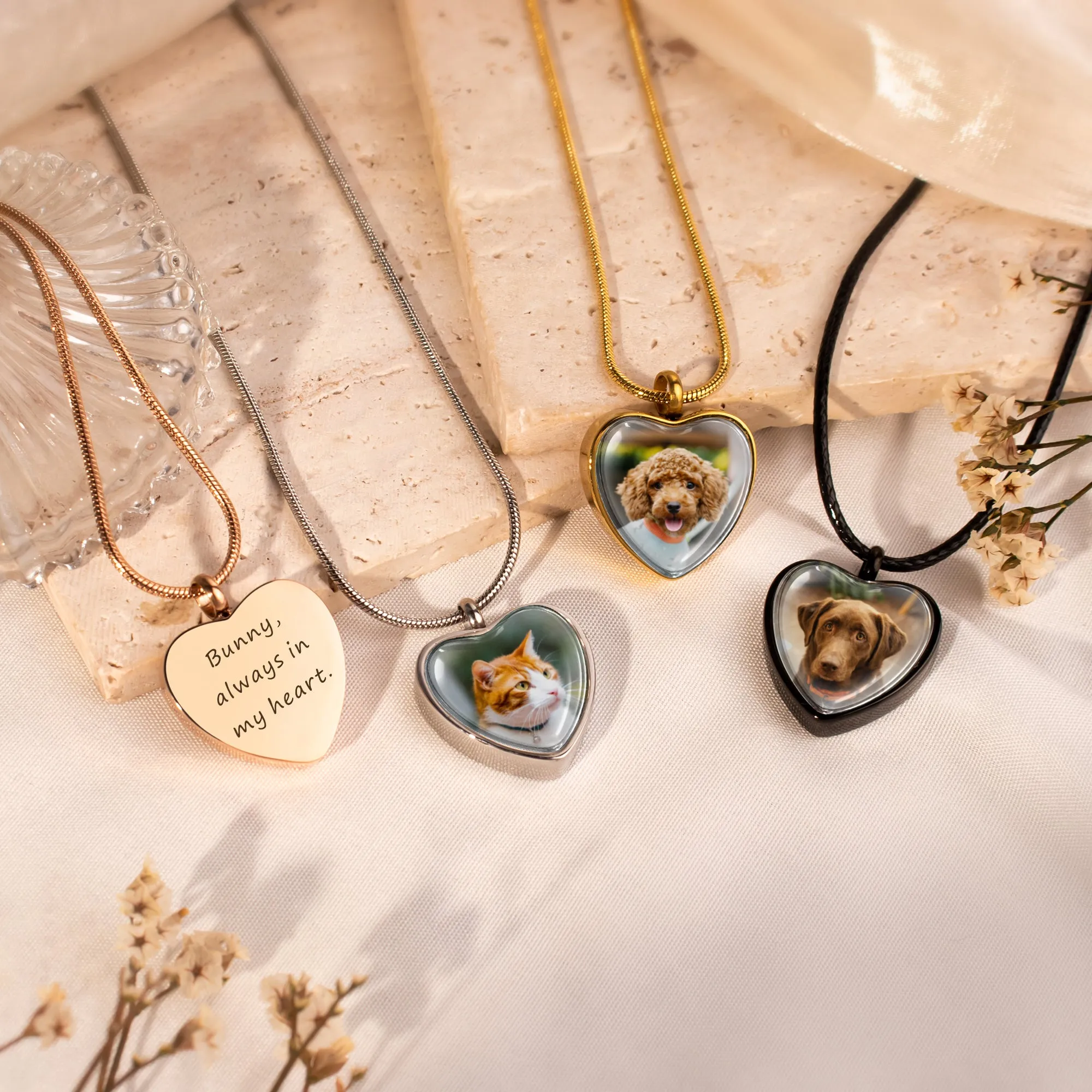 Heart Pet Memorial Ashes Holder Necklace with Photo sold by Anavia product image thumbnail 5
