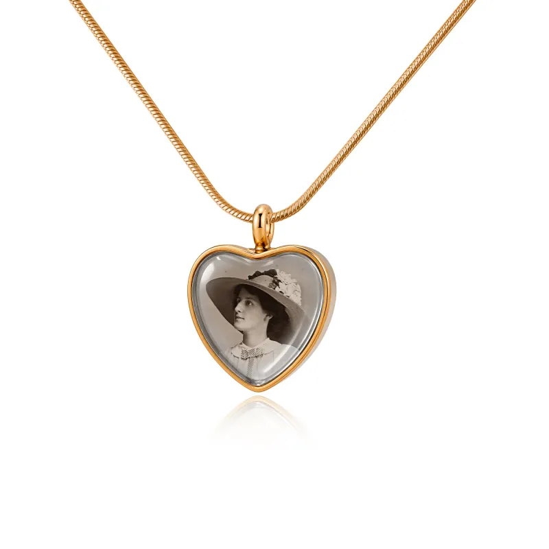 Heart Memorial Ashes Holder Necklace with Photo made by Anavia