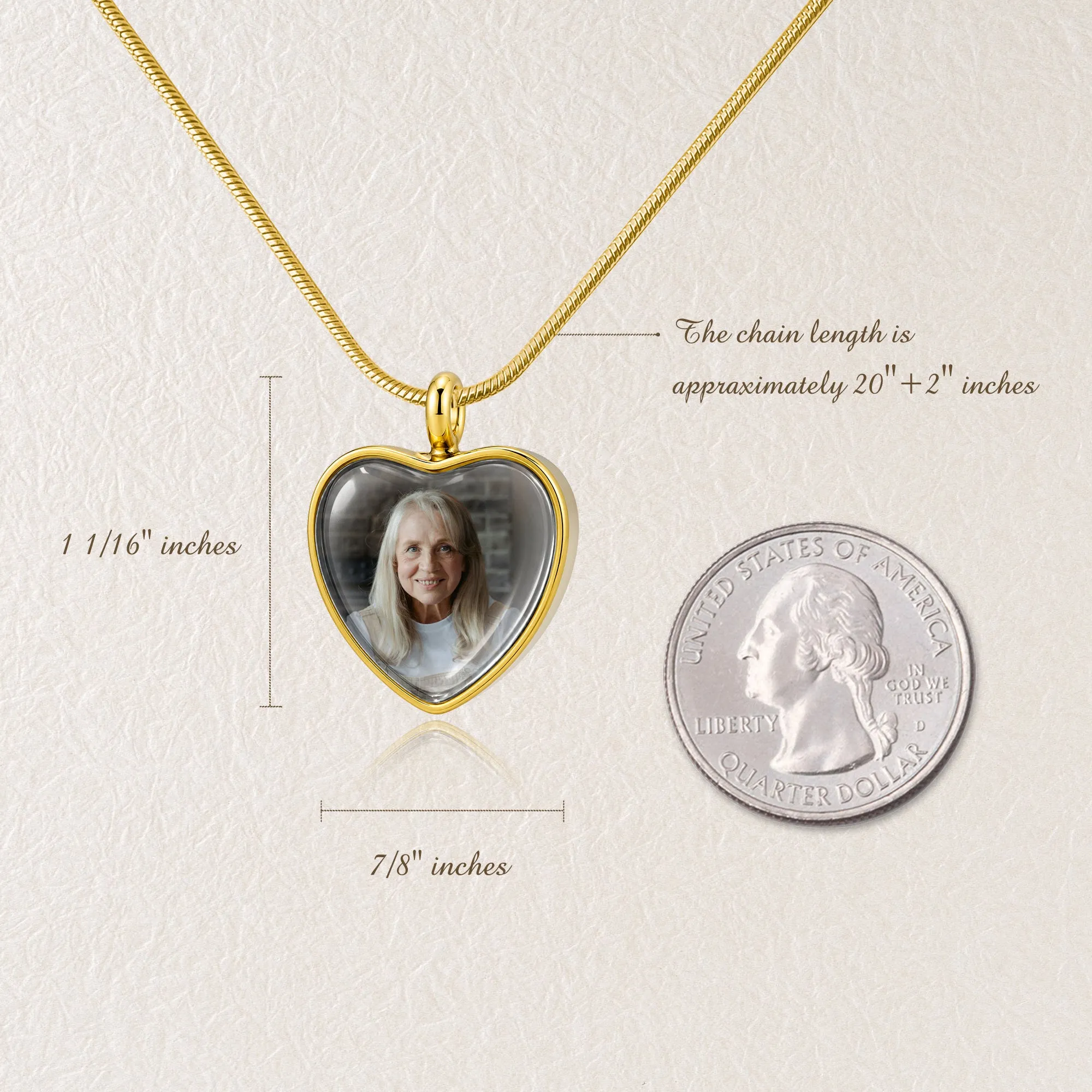 Heart Memorial Ashes Holder Necklace with Photo sold by Anavia product image thumbnail 4