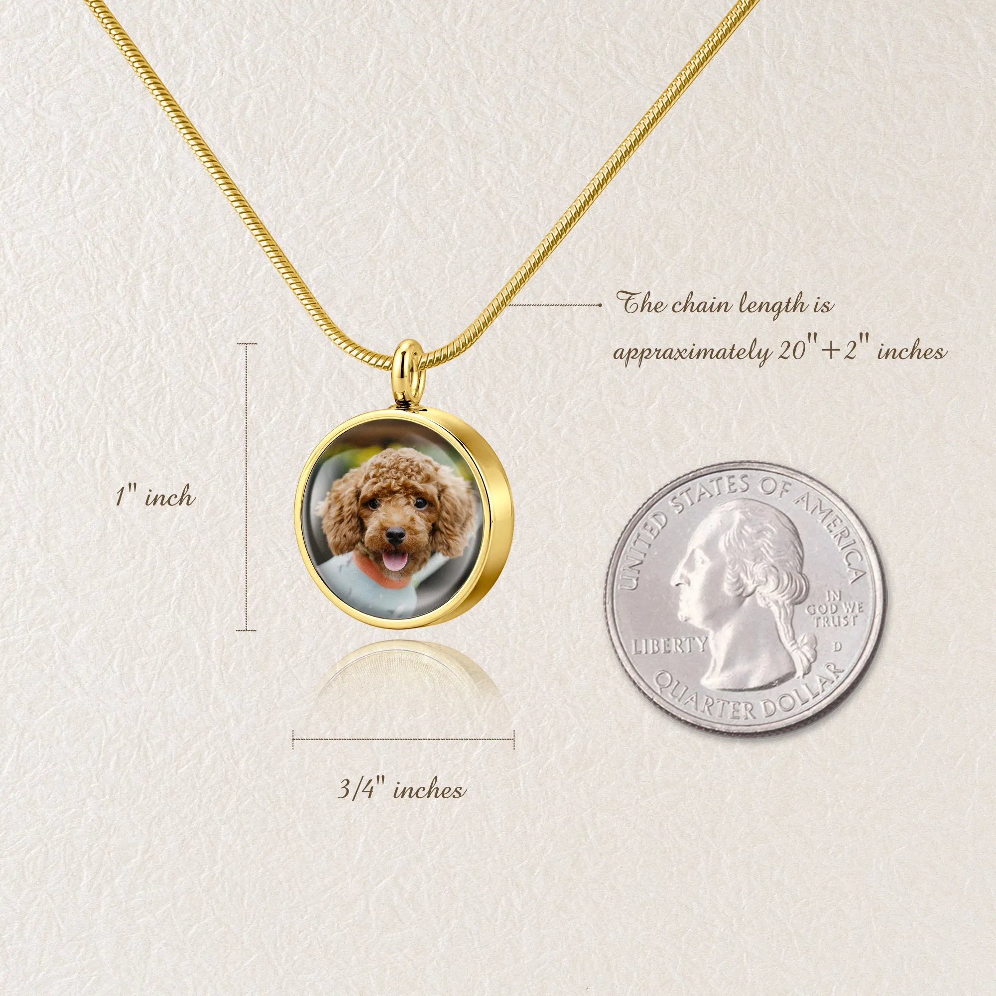 Round Pet Memorial Ashes Holder Necklace with Photo sold by Anavia product image thumbnail 3