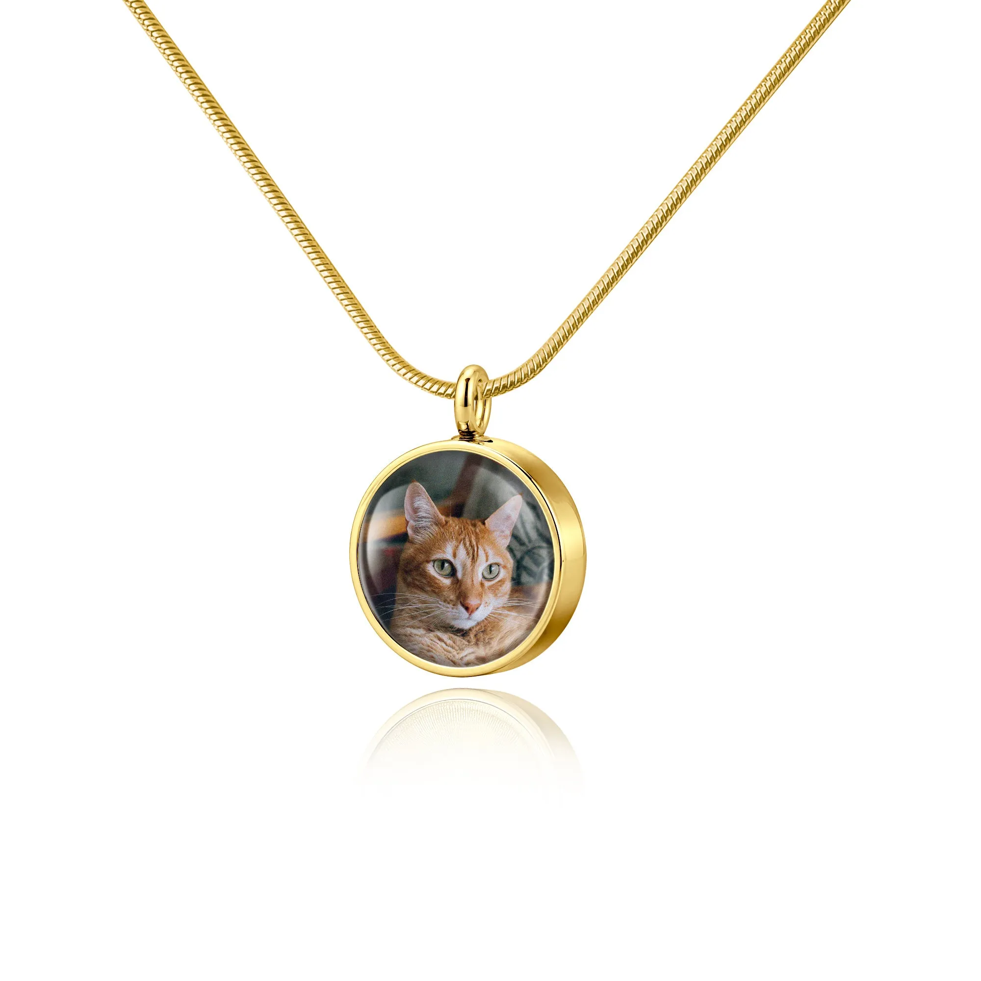 Round Pet Memorial Ashes Holder Necklace with Photo sold by Anavia