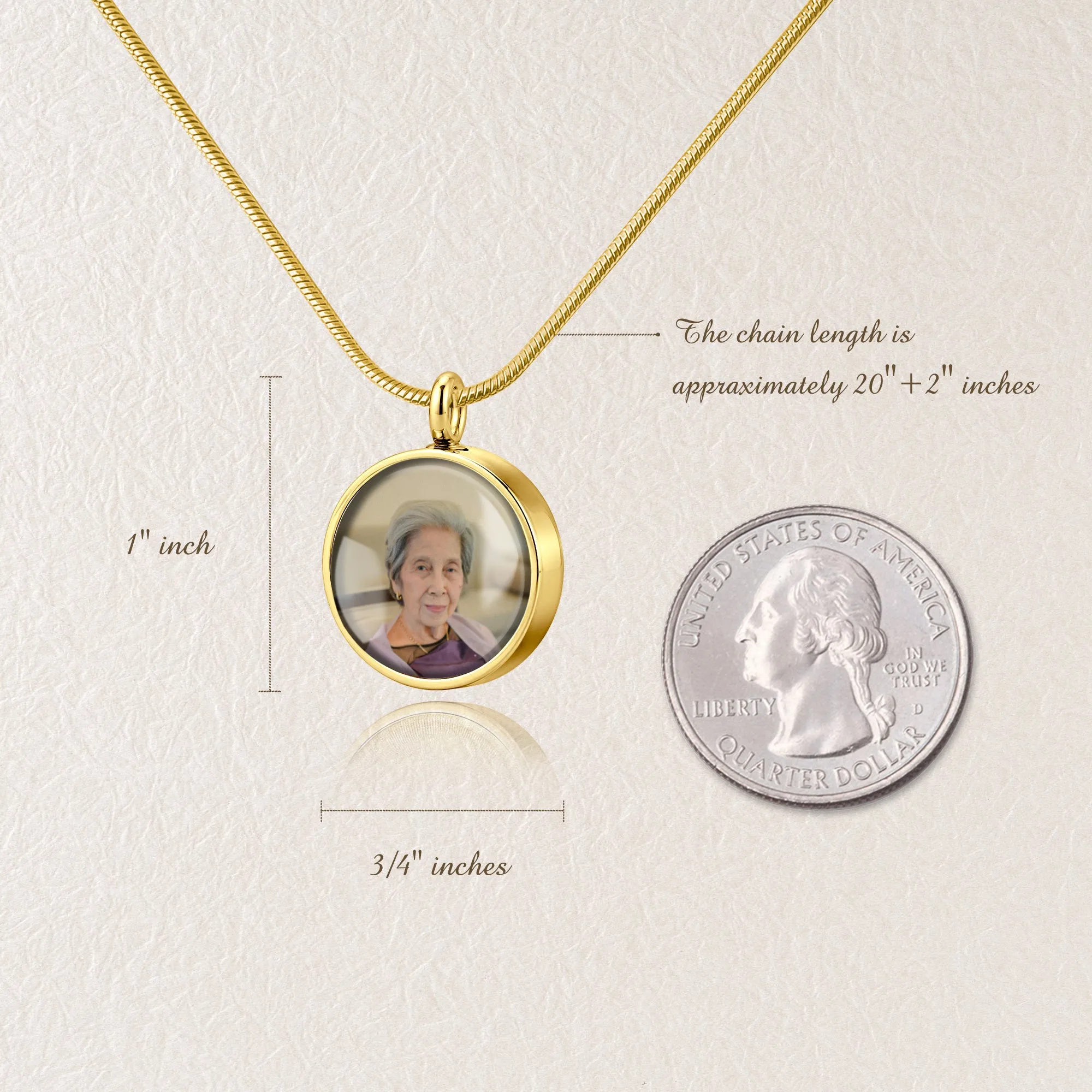 Round Memorial Ashes Holder Necklace with Photo sold by Anavia product image thumbnail 3