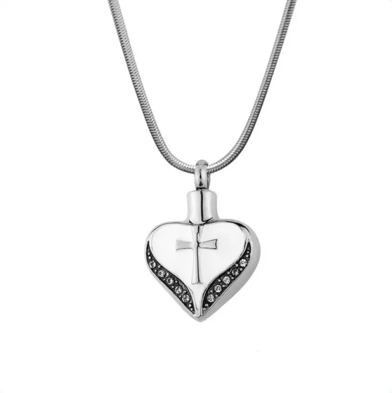 Cross on Heart Memorial Necklace made by Anavia