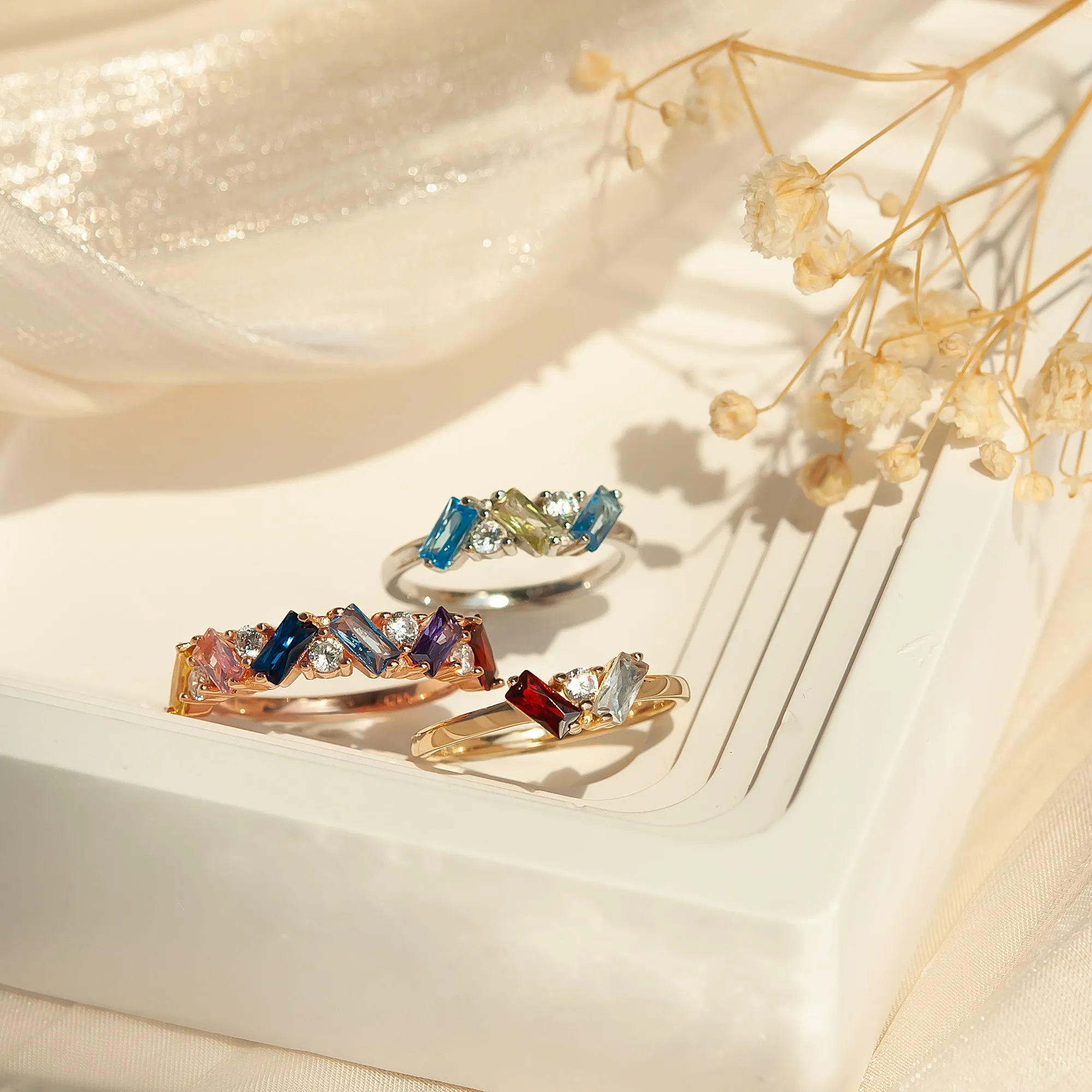 Personalized Square Shaped Birthstone Ring sold by Anavia