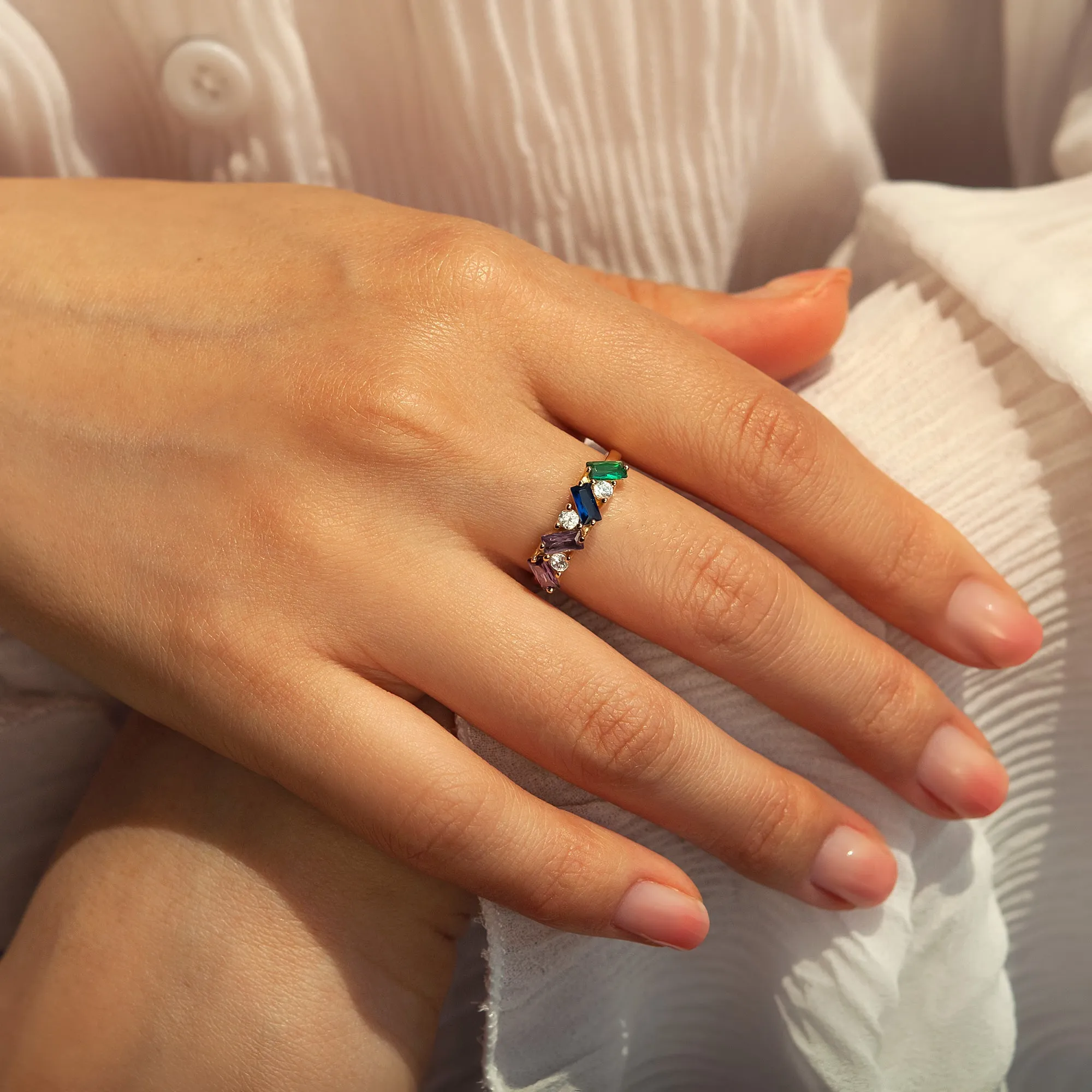 Personalized Square Shaped Birthstone Ring sold by Anavia product image thumbnail 5