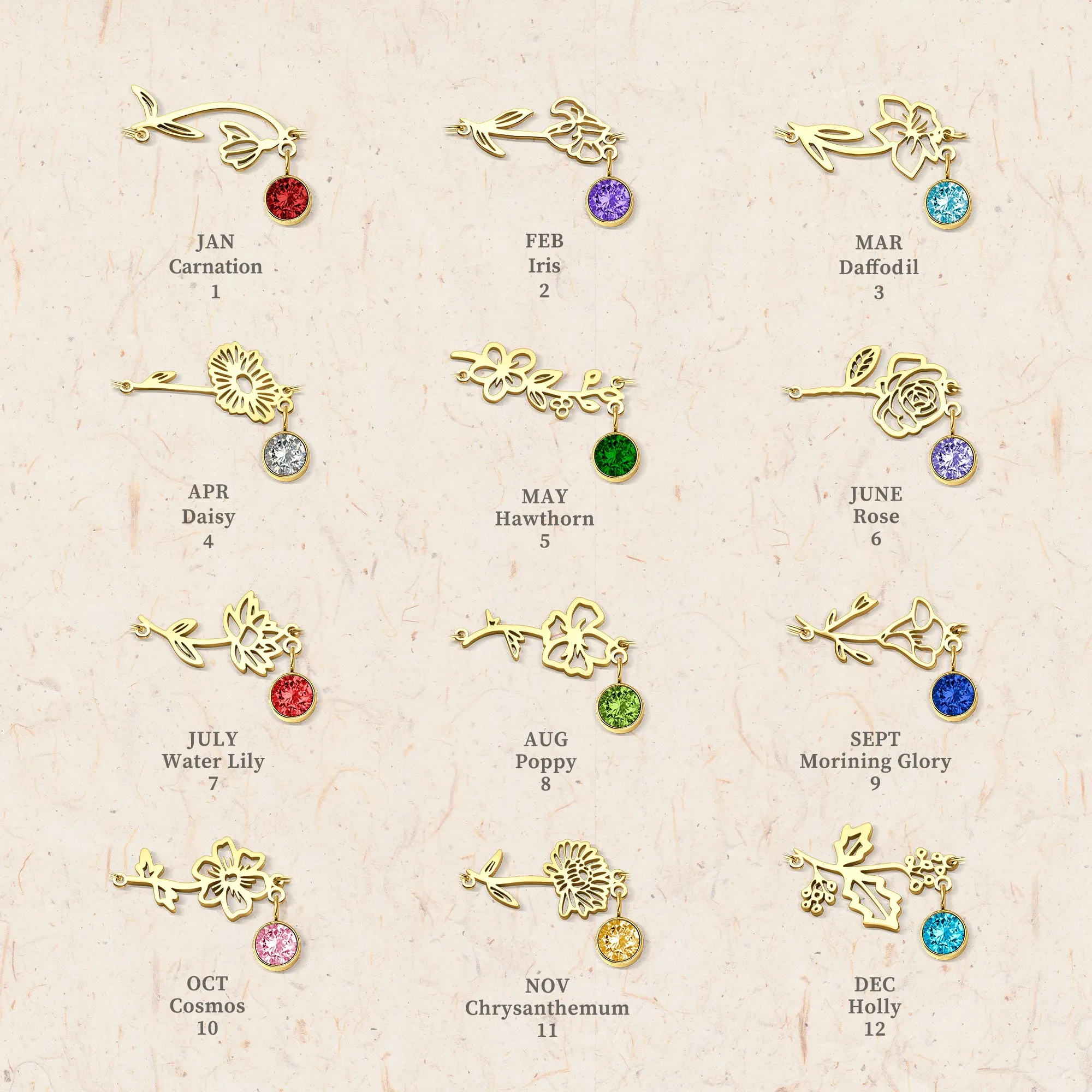 Birth Flower and Birth Stone Bracelet sold by Anavia product image thumbnail 2