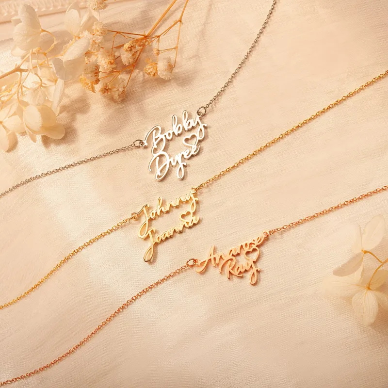 Custom Two Name Necklace With Heart sold by Anavia