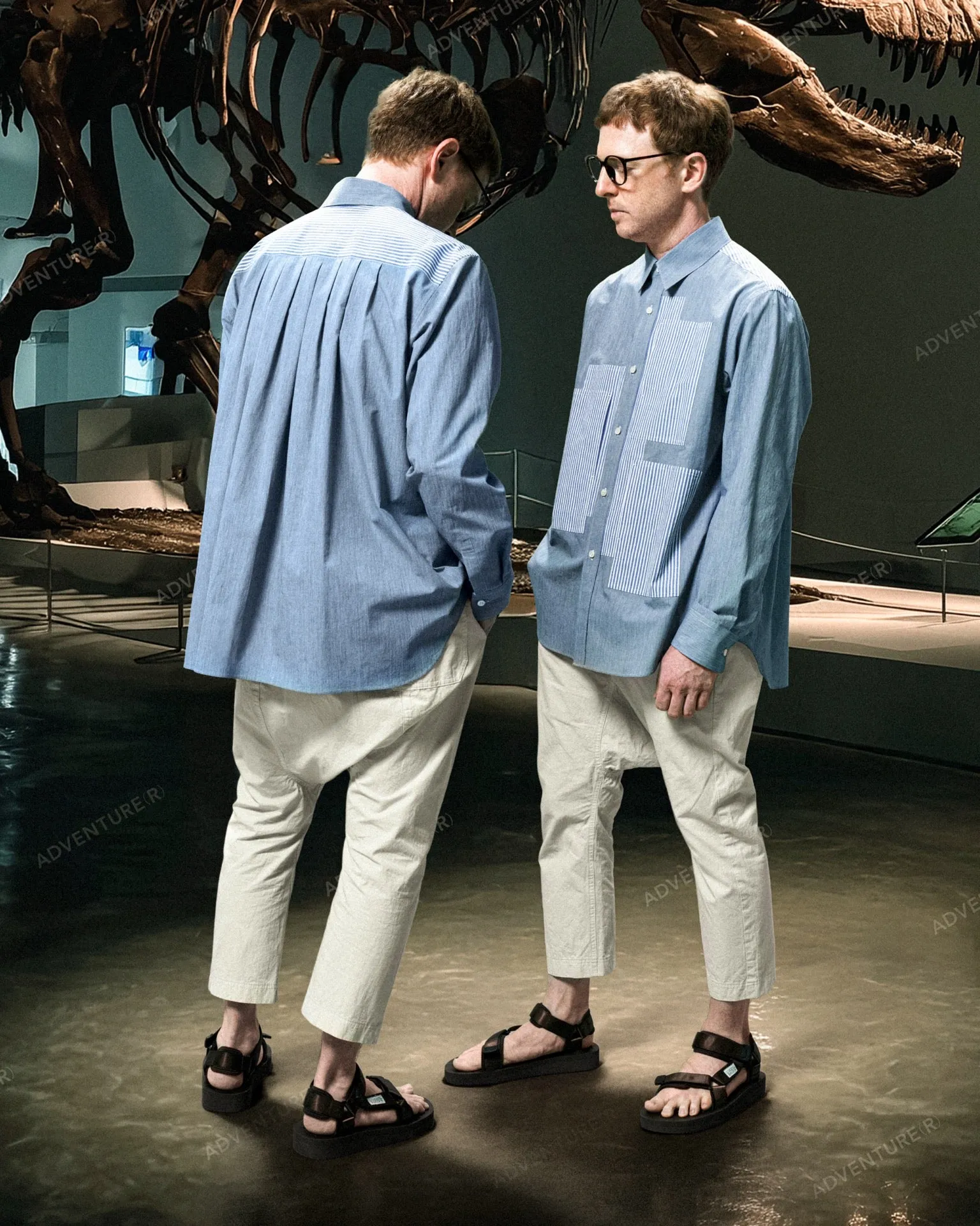 Patchwork Pocket Shirt - Stripe x Sax sold by Fumito Ganryu