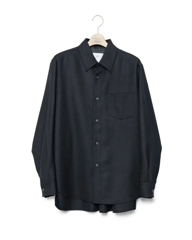 Watteau Gathered Wool Shirt - Black made by Fumito Ganryu