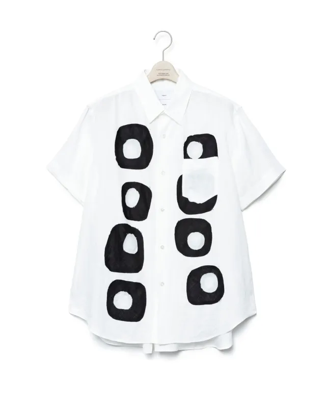 Pattern Patchwork Linen Shirt - White X Black made by Fumito Ganryu