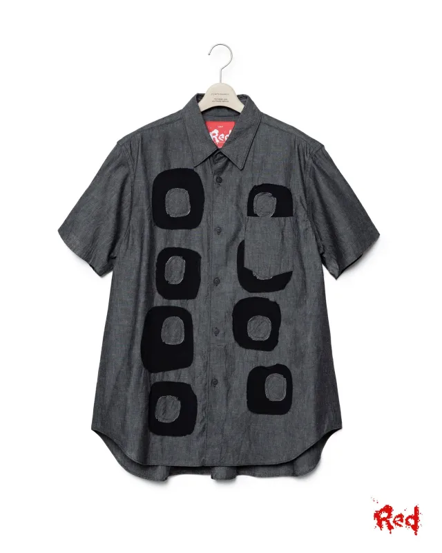 Pattern Patchwork Chambray Shirt - Black X Solid Black made by Fumito Ganryu