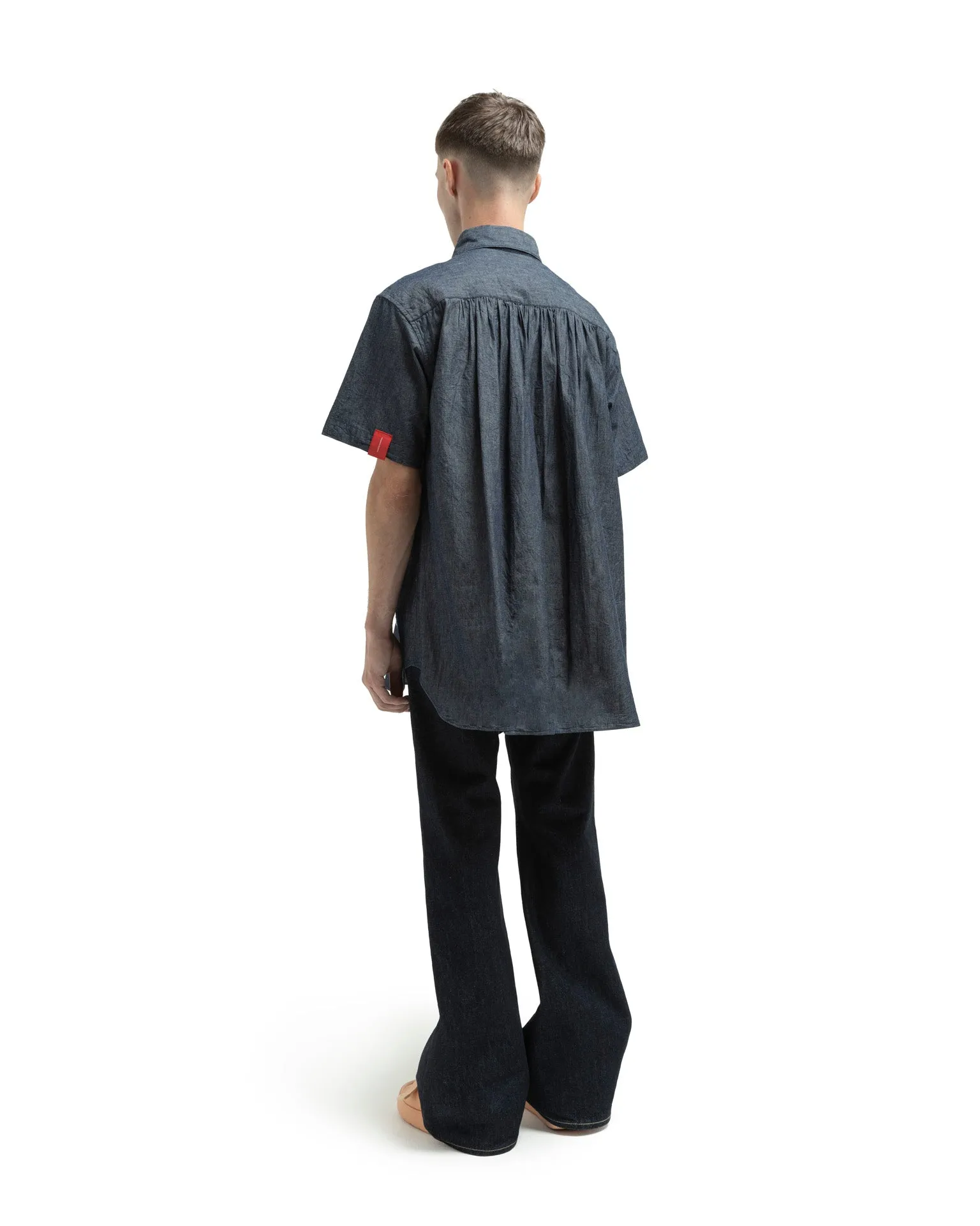 Pattern Patchwork Chambray Shirt - Indigo X Light Indigo sold by Fumito Ganryu product image thumbnail 4