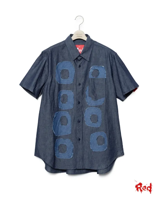 Pattern Patchwork Chambray Shirt - Indigo X Light Indigo made by Fumito Ganryu