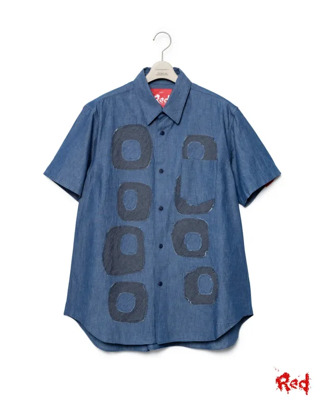Pattern Patchwork Chambray Shirt - Light Indigo X Indigo made by Fumito Ganryu