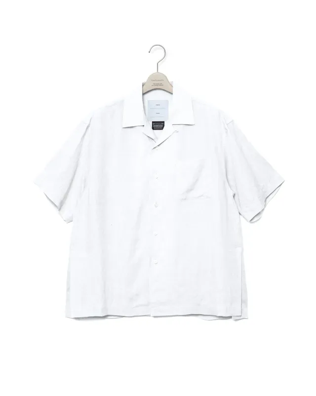 Side Vents Op Collar Linen Shirt - White made by Fumito Ganryu