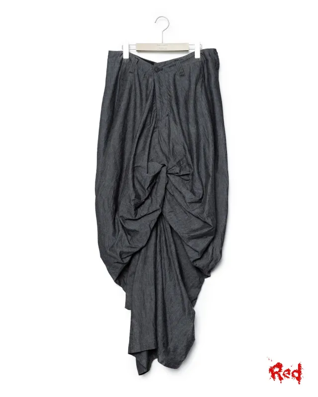 Draped Chambray Pants - Black made by Fumito Ganryu