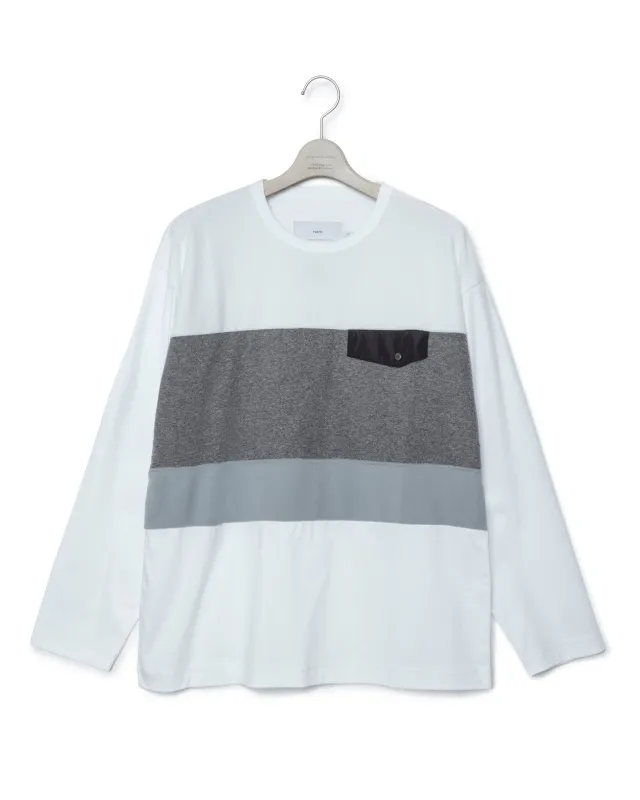 Fleece Paneled T-Shirt - White X Gray made by Fumito Ganryu