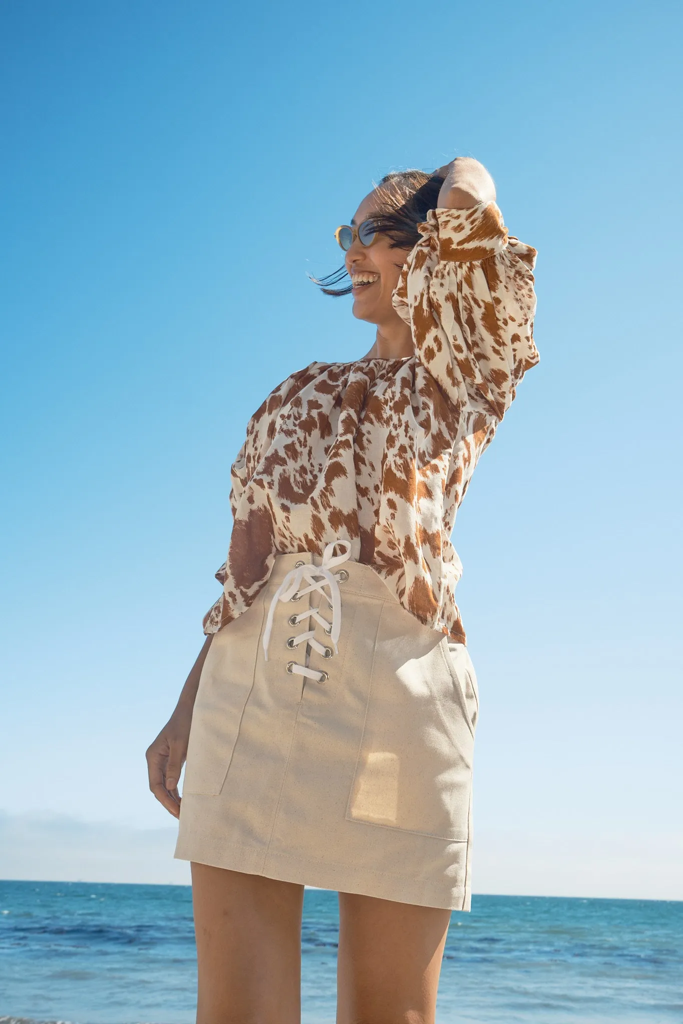 Juli Top Puff Sleeve Top - Cow Print sold by Nikki Chasin product image thumbnail 4