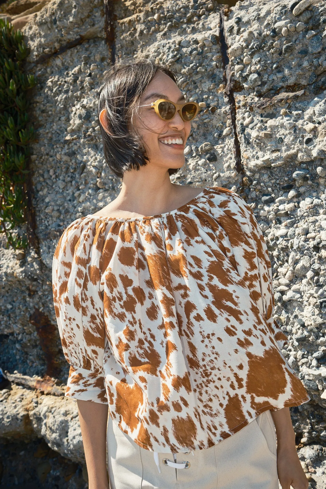 Juli Top Puff Sleeve Top - Cow Print sold by Nikki Chasin product image thumbnail 2