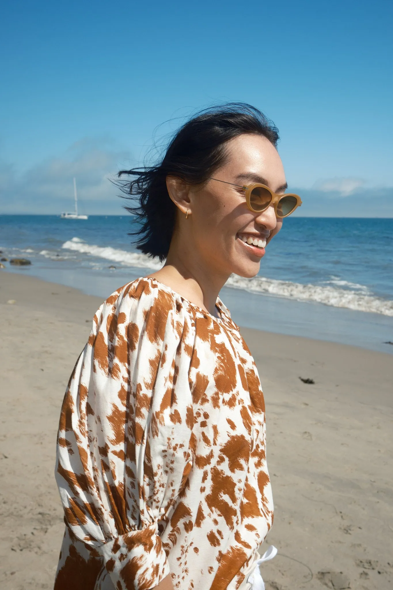 Juli Top Puff Sleeve Top - Cow Print sold by Nikki Chasin product image thumbnail 5