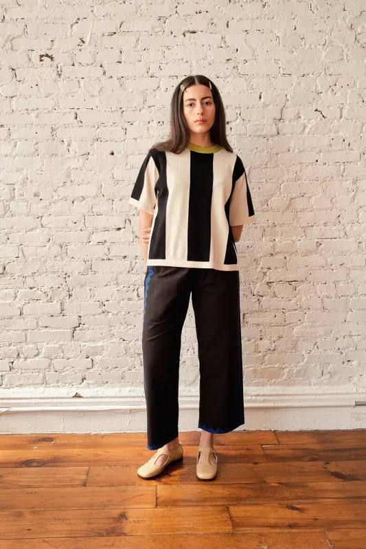 Sawyer Vertical Stripe Sweater Tee - Ivory/Black made by Nikki Chasin