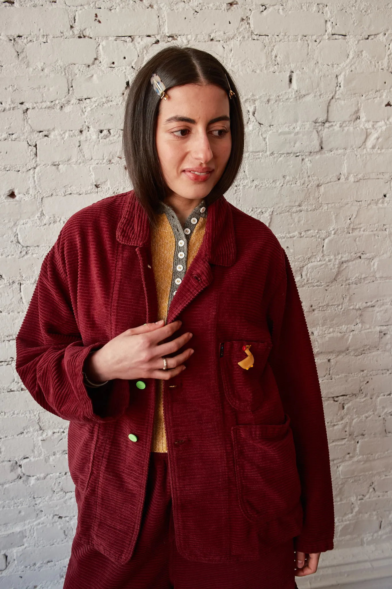 Forager Coat - Horizontal Corduroy Wine sold by Nikki Chasin