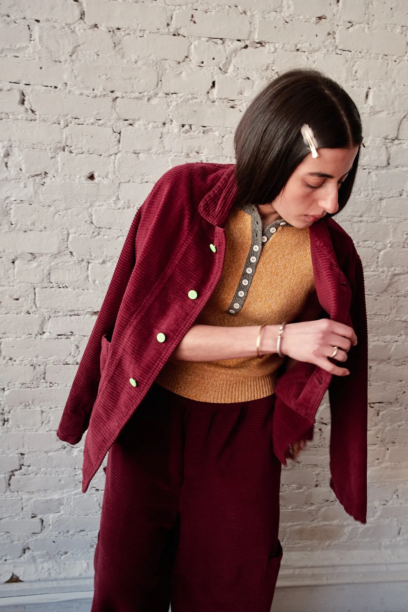 Forager Coat - Horizontal Corduroy Wine sold by Nikki Chasin product image thumbnail 2