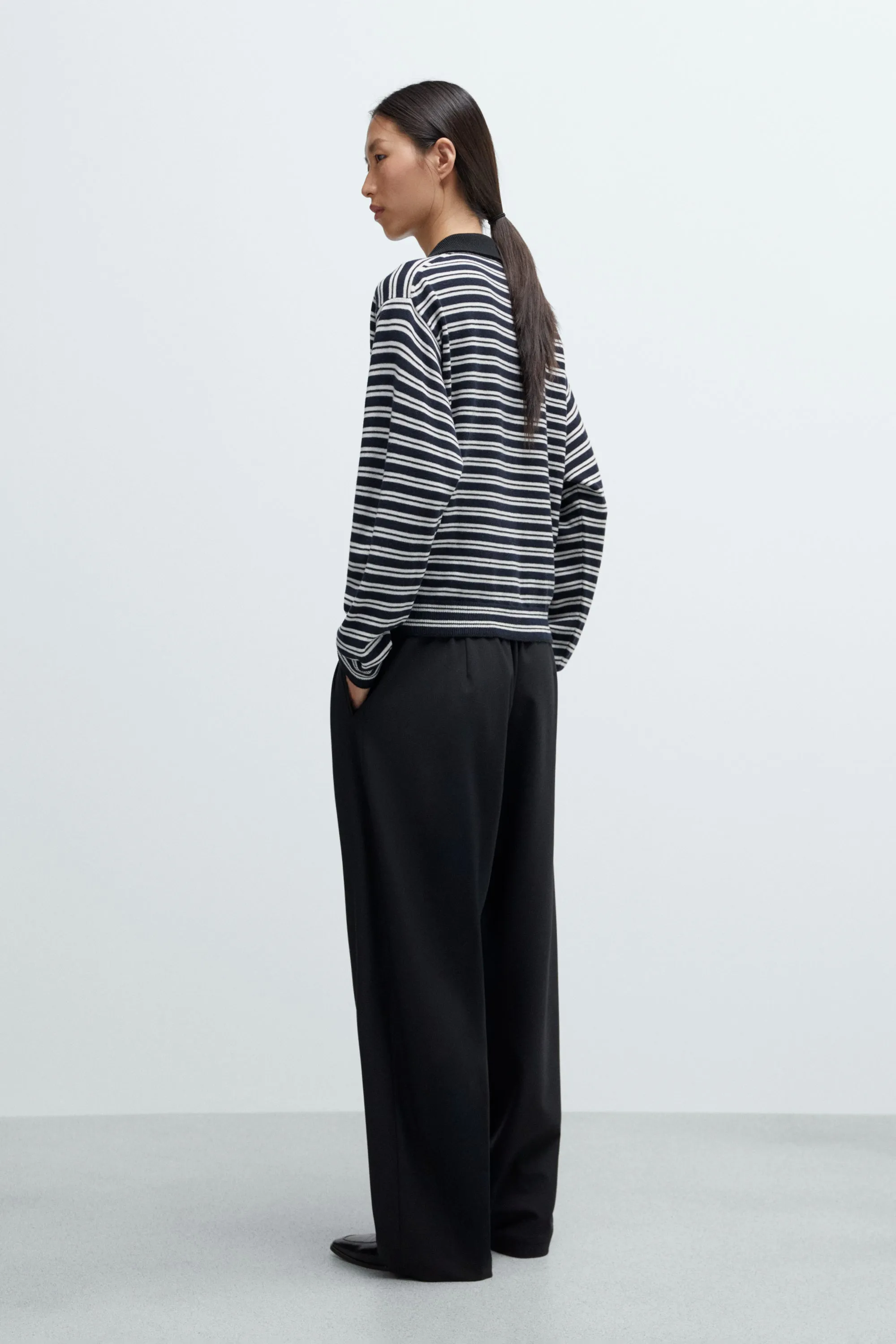 Merino Wool Striped Polo Cardigan sold by Nikki Chasin product image thumbnail 3