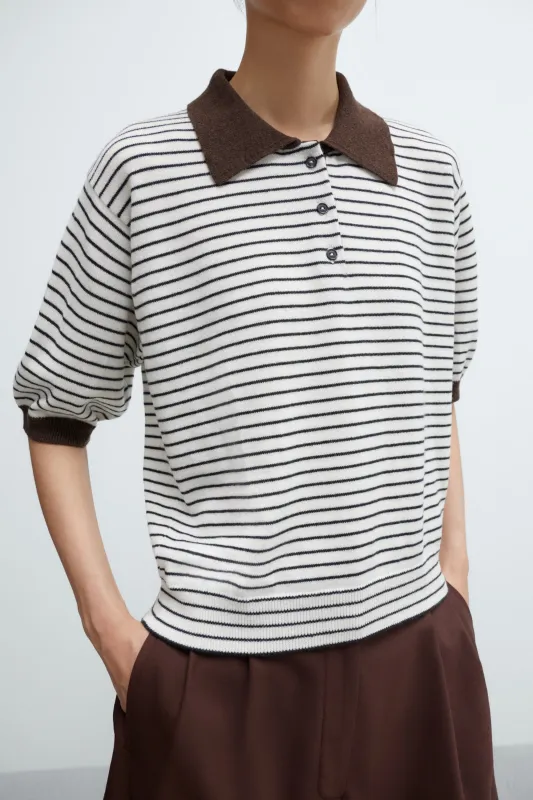 Merino Wool Striped Polo made by Cordera