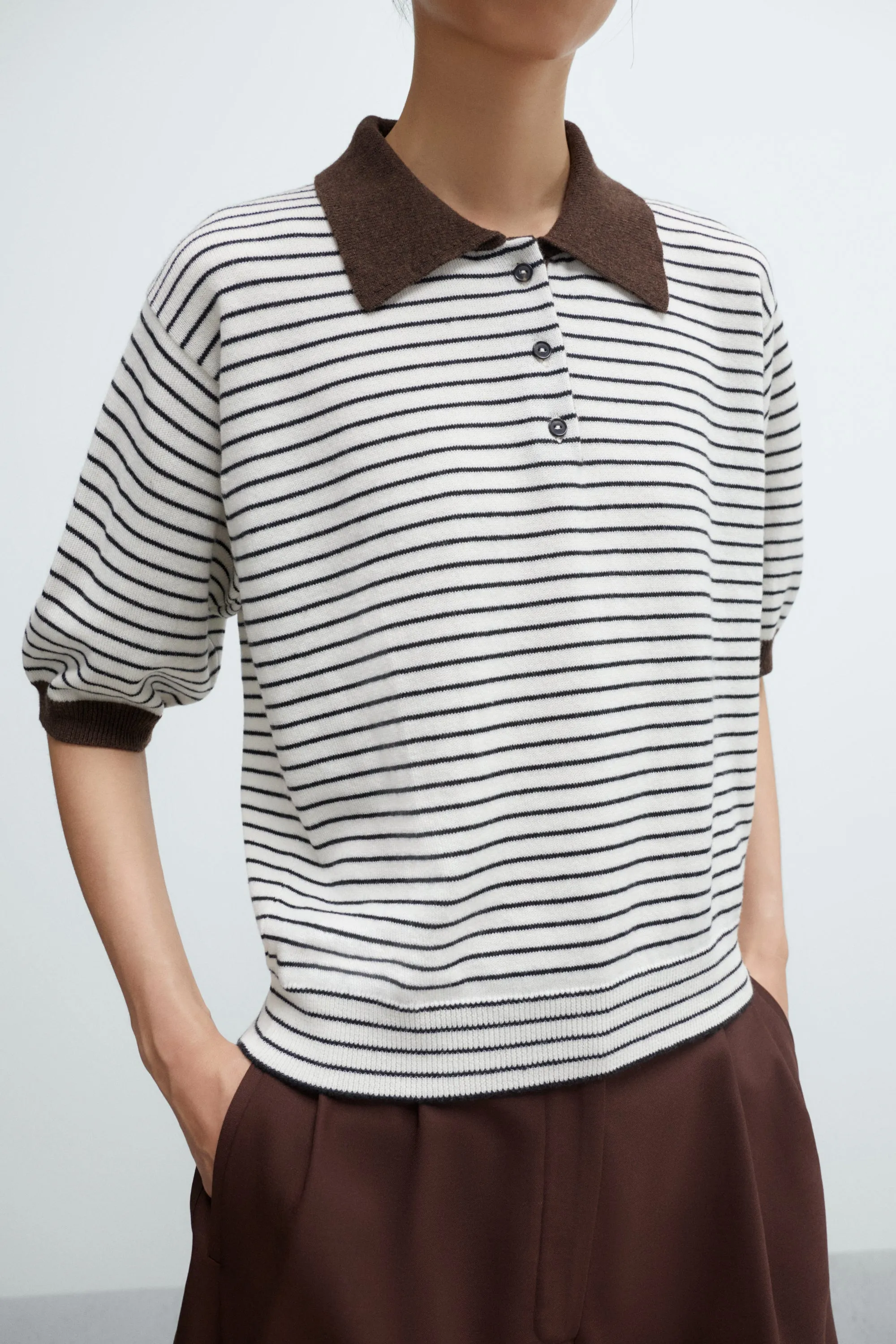 Merino Wool Striped Polo sold by Nikki Chasin