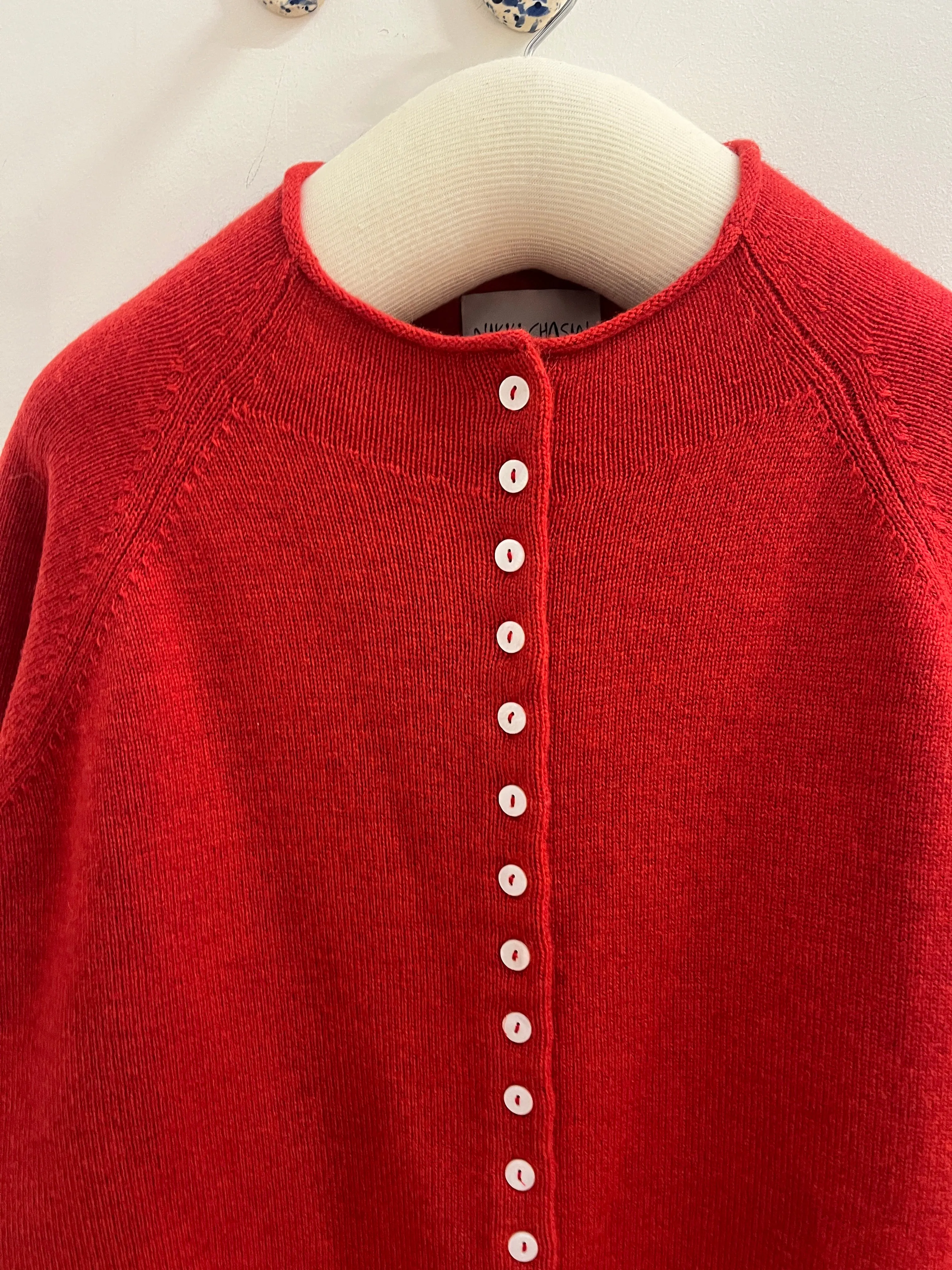 Ida Rollneck Cashmere/Merino Cardigan - Lava Red sold by Nikki Chasin product image thumbnail 4