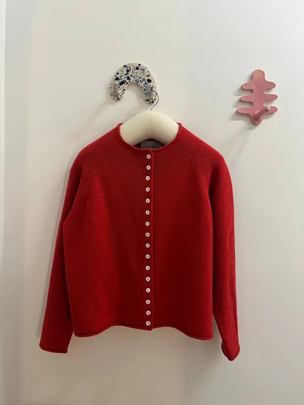 Ida Rollneck Cardigan - Lava Red made by Nikki Chasin