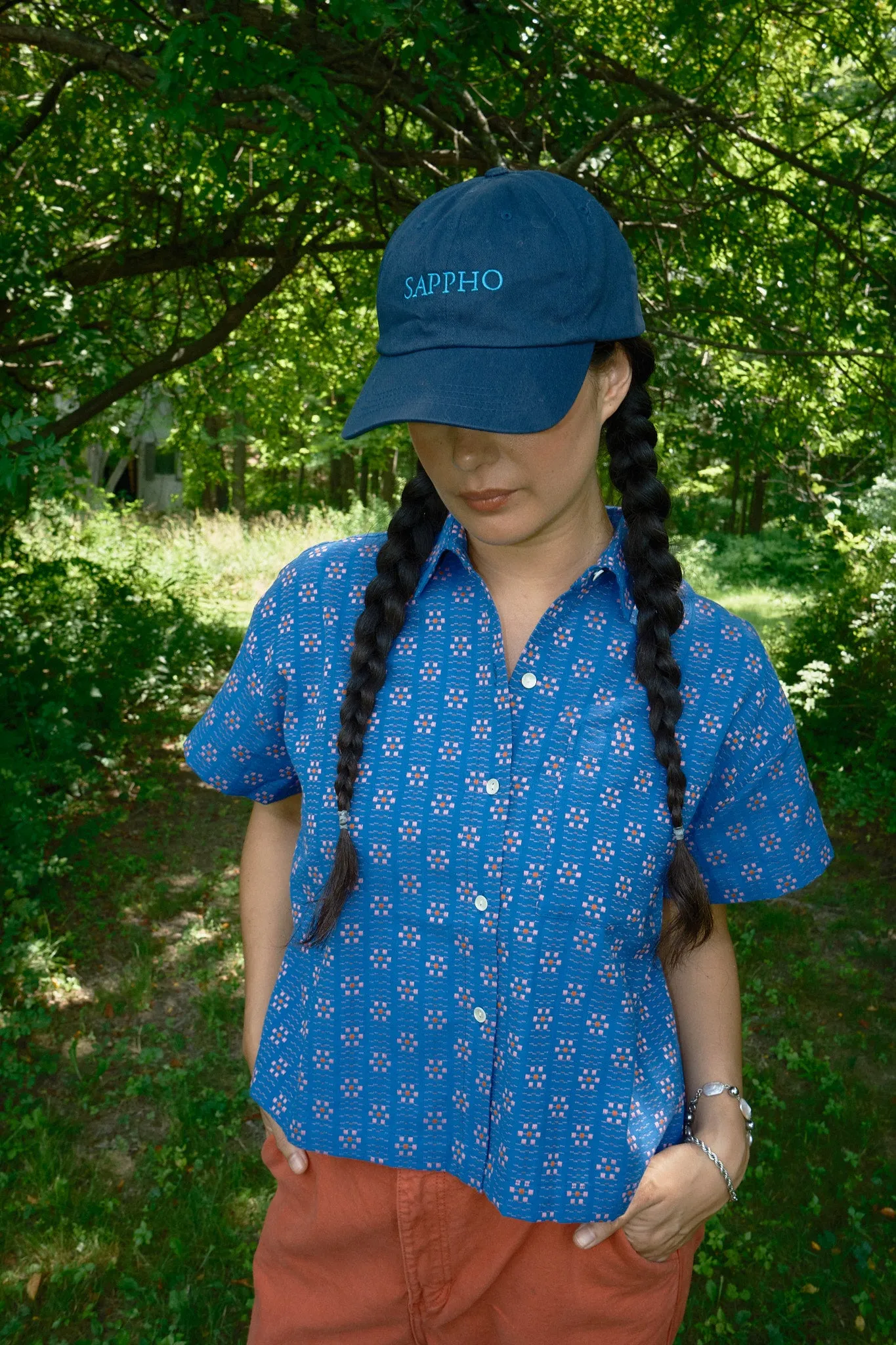 Nikki Chasin x The House That Lars Built Corso Button Down in Cobalt Karin Floral sold by Nikki Chasin product image thumbnail 2