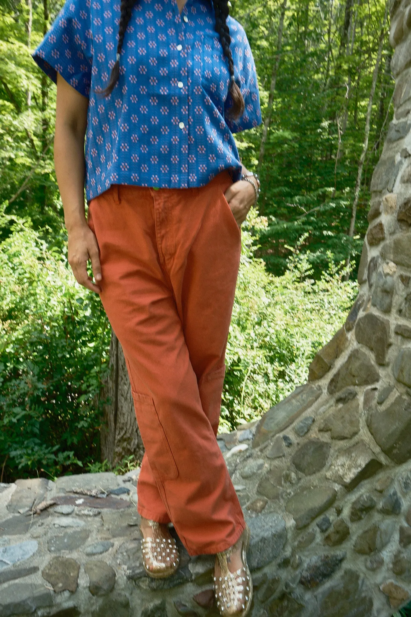 Nikki Chasin x The House That Lars Built Corso Button Down in Cobalt Karin Floral sold by Nikki Chasin product image thumbnail 4