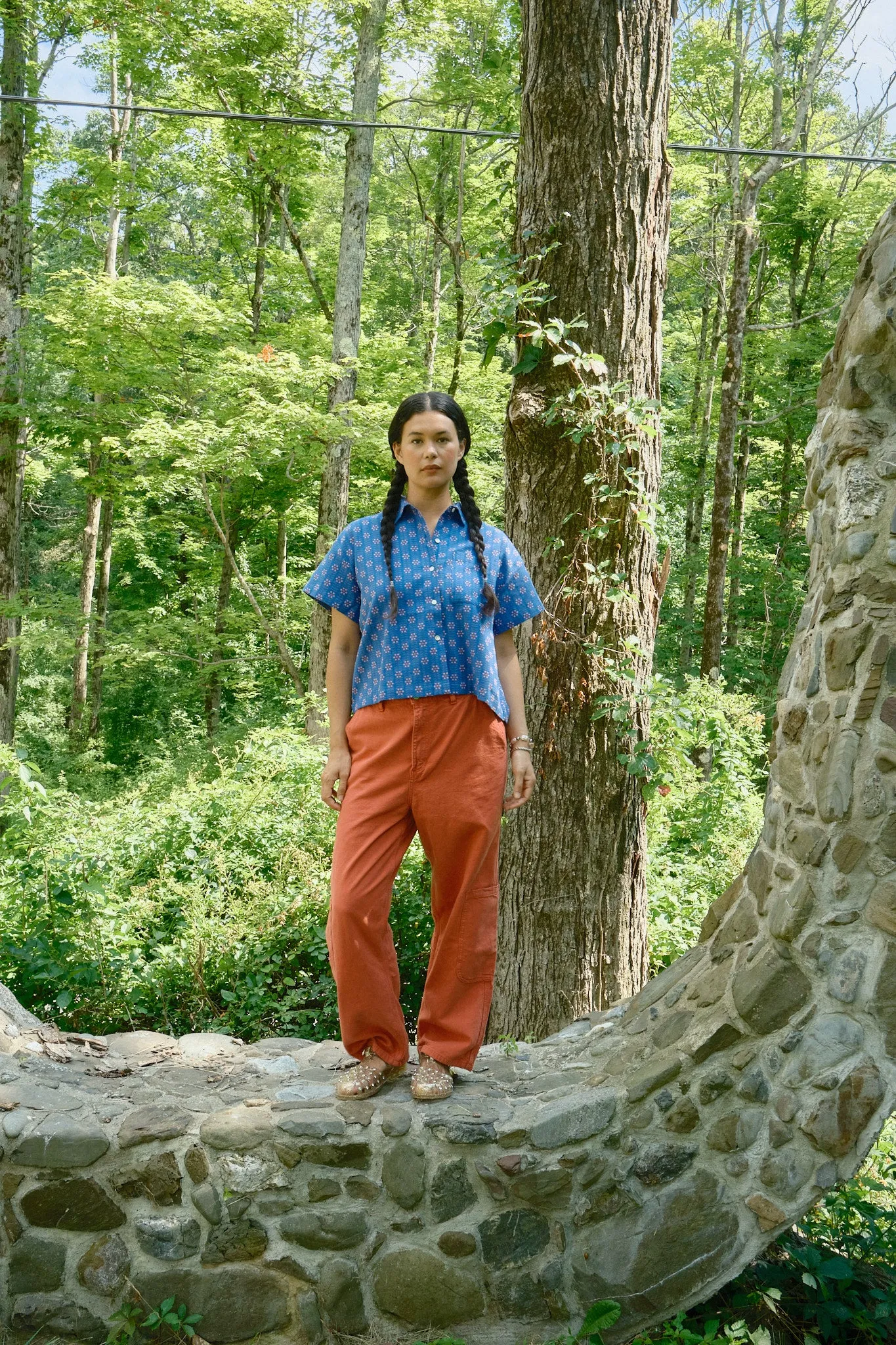 Nikki Chasin x The House That Lars Built Corso Button Down in Cobalt Karin Floral sold by Nikki Chasin product image thumbnail 5