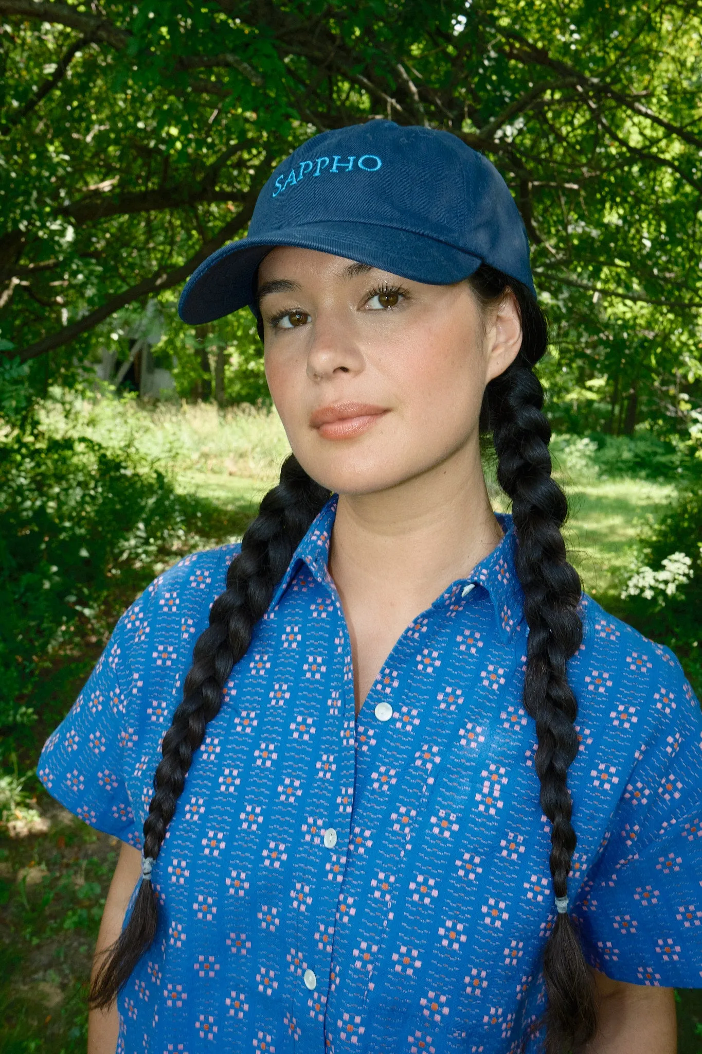 Nikki Chasin x The House That Lars Built Corso Button Down in Cobalt Karin Floral sold by Nikki Chasin product image thumbnail 3