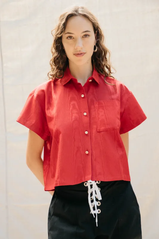 Corso Buttondown - Cherry Moire made by Nikki Chasin