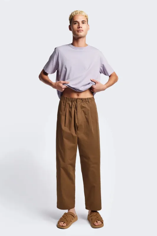 Boulder Pleat Pant - Olive Brown made by Kloke
