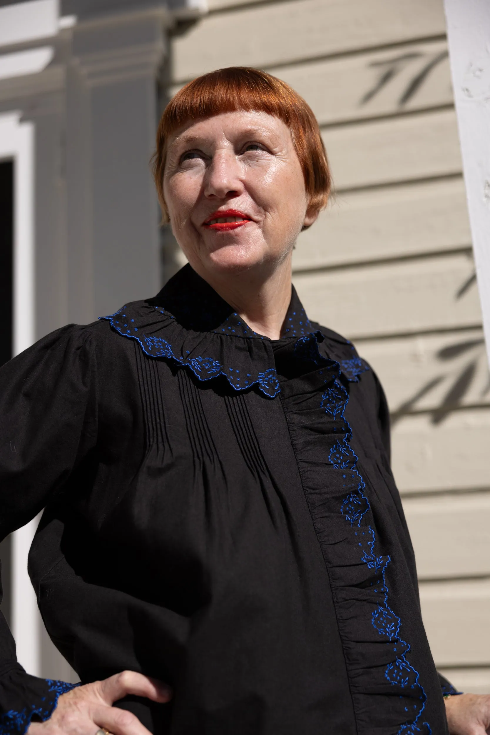 Dolly Embroidered Top - Black/Cobalt sold by Nikki Chasin product image thumbnail 4